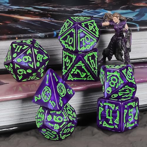 CiaraQ Polyhedral Dice Set - DND Role Playing Dice | Acrylic RPG Dice for Dungeons and Dragons MTG Table Games, Multicolor, 42pcs - color: Red/Green/Blue/Purple/Black/Red & Green