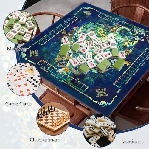 Mahjong Mat,Non-Slip and Noise Reducing Portable Mahjong Accessories | 31.5" x 31.5" with a Carrying Bag,Game Table Mat for Board Games, Card Games, Dominoes - color: Tiger