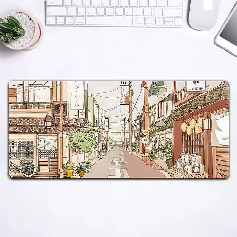 Gaming Mouse Pad Topographic Map Long Mousepad Large 31.5 X 11.8 Inch Desk Mat with Non-Slip Base Stitched Edge Keyboard Mat for Office Desk Pad (Street) - color: Street