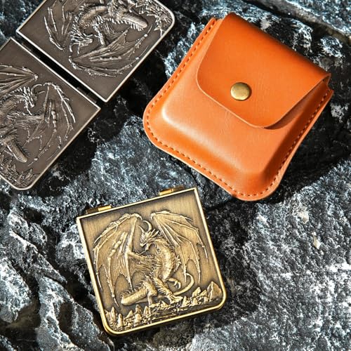 7 in 1 Metal DND Dice Set Spinner dice subitable for Dungeons & Dragons in Magnetic Iron Box(Gold) - color: Openable-gold