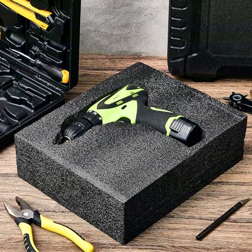 Hoolerry 2 Pcs Customizable Polyethylene Foam Packing Inserts for Cases Thick Polyethylene Cuttable Foam Sheet for Tool Box, Camera, Crafts, Storage and Crafts (12" X 10" X3.5",Black) - size: 12" X 10" X 3.5"