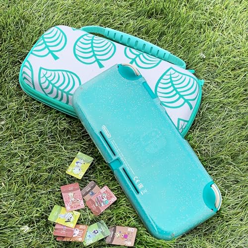 TIKOdirect Carrying Case for Switch lite, Shockproof Portable Travel Bag with Glitter Galaxy cover, Screen Protectors and Cute Leaf Thumb Grips Caps, Animal Crossing Green - color: Animal Crossing Green
