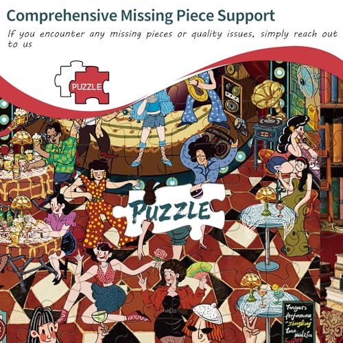 HUADAD Puzzles for Adults 1000 Pieces,1000 Piece Puzzles for Adults,Gift-Retro Disco Nightclub,Family Party Jigsaws Puzzles Game,Letter Partition Puzzles,1000 Piece Puzzle - color: Retro Disco Nightclub
