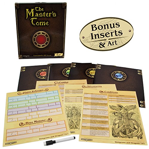 Masters Tome Customizable 4 Panel Screen with Bonus Inserts! - color: RED