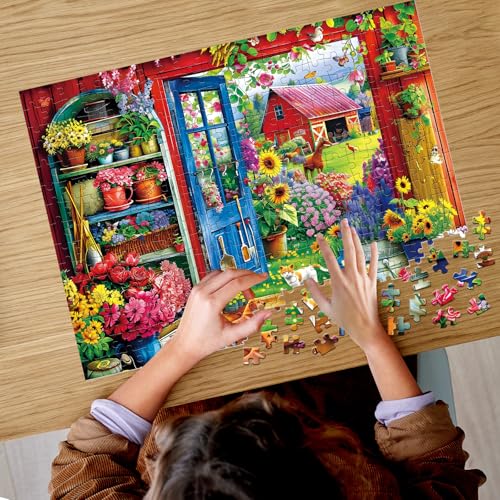 300 Pieces Puzzle for Adults | Flowers House Puzzle | Recycled Cardboard Large Piece Jigsaw Puzzles 300 Pieces | Challenging Game Home Decor Birthday Party Gift Toy 20.5 * 15 inch - style: FLowers House