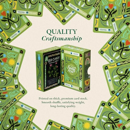 Forest Feast Botanical Playing Cards for Nature Lovers & Collectors – Beautiful Playing Cards, Poker Deck Featuring 52 Hand-Illustrated Edible Wild Plants + Digital Booklet of 20 Classic Games - style: Forest Feast