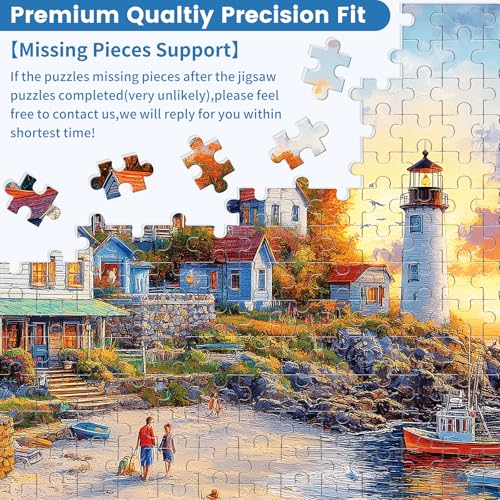 1000 Pieces Puzzles for Adults, Fall Seaside Puzzle, Fishing Village Jigsaw Puzzles 1000 Pieces, Creative Play Holiday Party Gifts Artwork Wall Home Decor, Funny Puzzle for Adults, 28×20 in - style: Fishing Village
