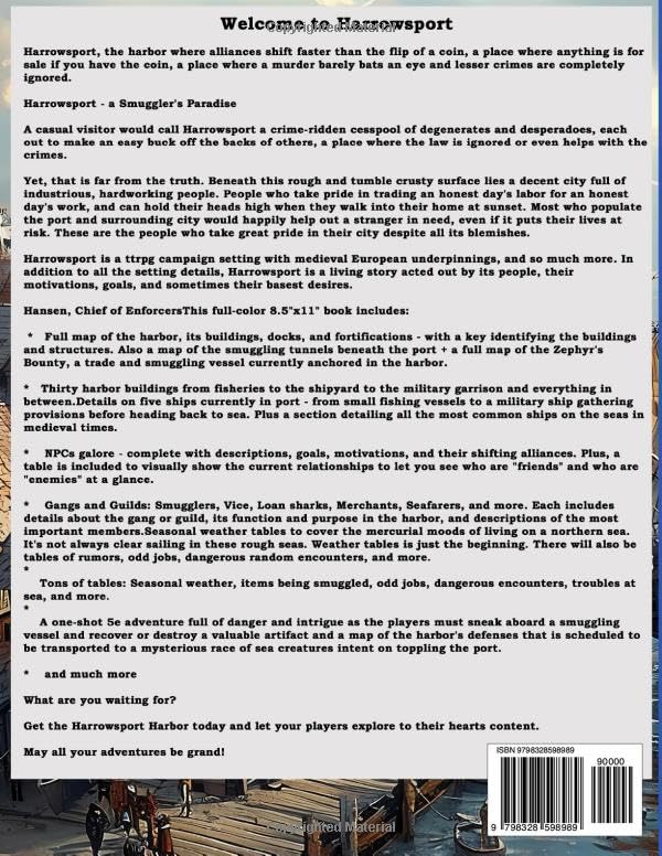 Harrowsport Harbor: A Drop-in Port Campaign Setting: A Fun TTRPG Campaign Setting with a Personality that Bites (Game Master Campaign Settings)