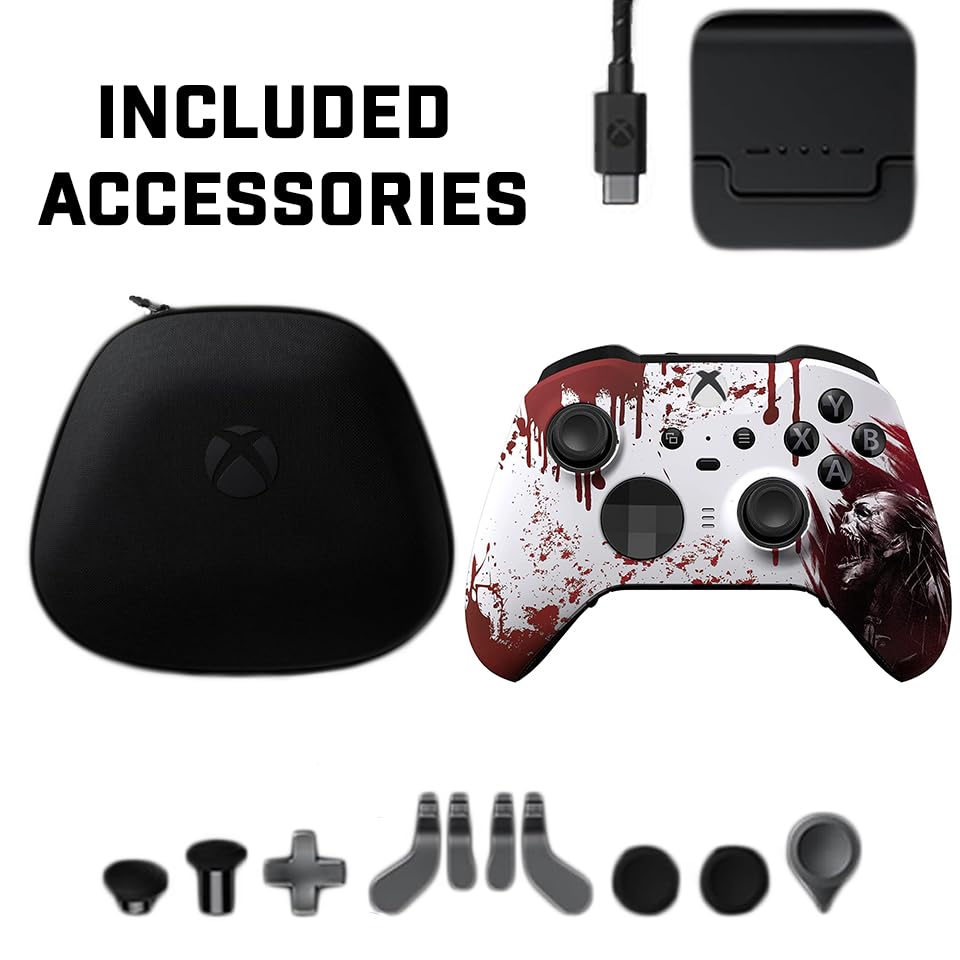 Custom Controllerzz Elite Series 2 Controller Compatible With Xbox One, Xbox Series S, and Xbox Series X (Bloody Zombie) - color: Bloody Zombie
