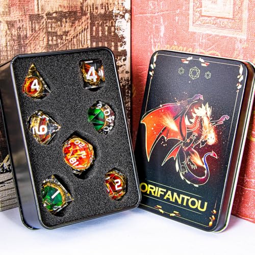 Magic Golden Ring DND Dice Set Sharp Edge Red Gaze Eye Resin Dice with Box, for use with RPG D&D Tabletop Games Lord D and D Polyhedral Dice Set - color: Ring -Eye-silver Numbers