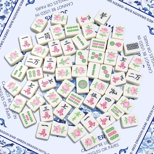 Celadon Flowers Mahjong Table Mat, Non-Slip Noise Reduction Mah Jong Mat with Carrying Bag, Game Table Cover for Mahjongs Poker Card, Festival Birthday Gift for Mahjong Lovers, 31x 31In - color: Celadonflower