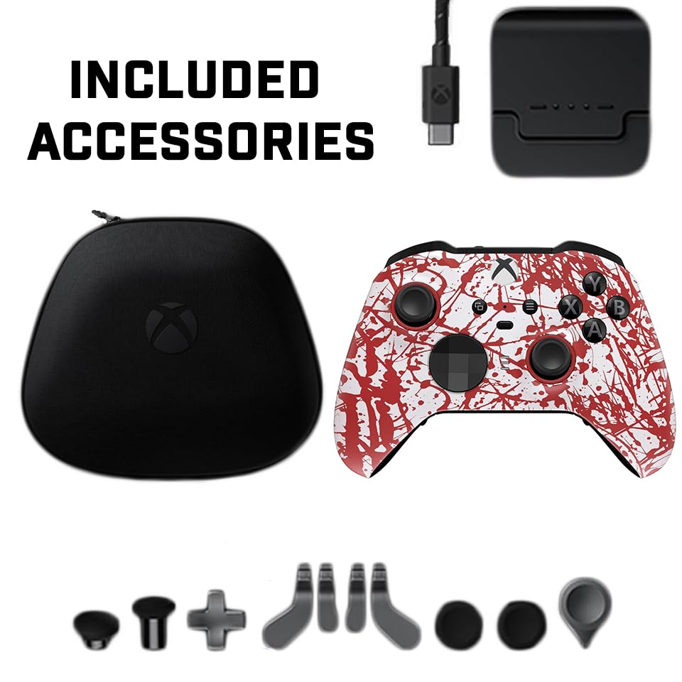 Custom Controllerzz Elite Series 2 Controller Compatible With Xbox One, Xbox Series S, and Xbox Series X (Blood Splatter) - color: Blood Splatter