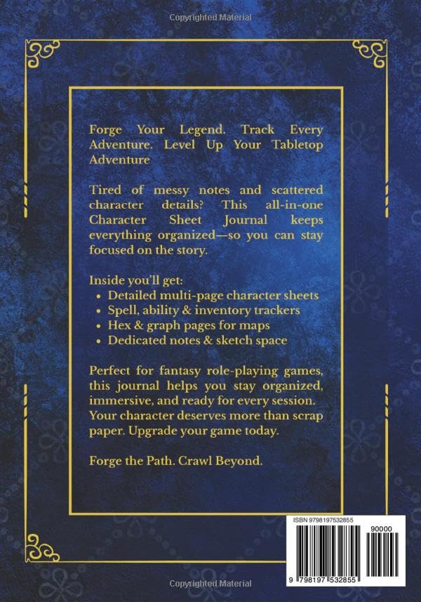 RPG Character Sheets Journal: Five 5e Character Tracking for Tableop RPG Players | Includes Spell Sheets, Lined, Hex & Graph Pages | Extra Notes & Sketch Pages I