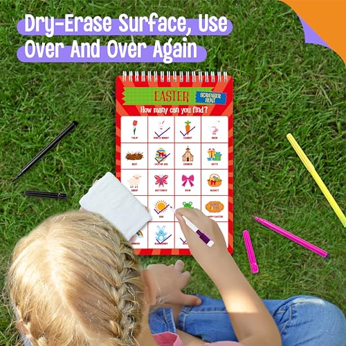 SpriteGru Scavenger Hunt Activities Book, 30 Road Trip Bingo Games, Reusable & Erasable Game Pad, Interesting Explore and Find Activity Travel Toy for Road Trip, Airplane Travel - style: Bingo Games