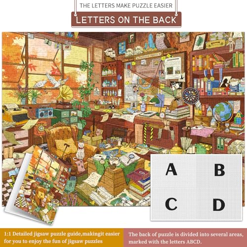 1000 Piece Jigsaw Puzzles for Adults,Detective Agency Puzzle with 1:1 HD Poster,Precise Interlocking,Letter Markings on Back,Dust-Free, Stress Relief & Ideal Family Game Gift - color: Detective Agency