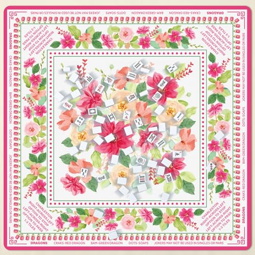 Drydiet Floral Mahjong Mat with Rules Non-Slip Noise Reduction Gaming Mat for Table Cover Card Board Tile Poker Dominoes (31.5" X 31.5") - size: 31.5" X 31.5"