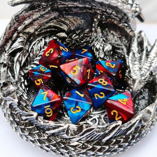 10 PCS D8 8 Sided Dice Set, Polyhedral Number Game Dice for DND RPG MTG Board Game Party Tabletop Accessories (Red + Blue) - color: Red + Blue