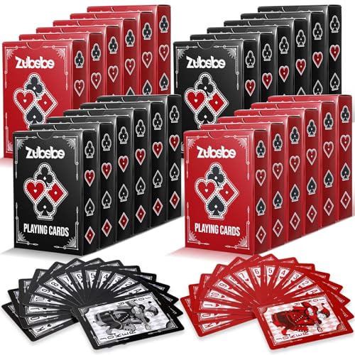Zubebe 24 Pcs Dark Aesthetic Playing Cards Bulk, Deck Gothic Poker Cards Set, Black Red Card Deck for Party Game Night, Card for Adults Teens Gift