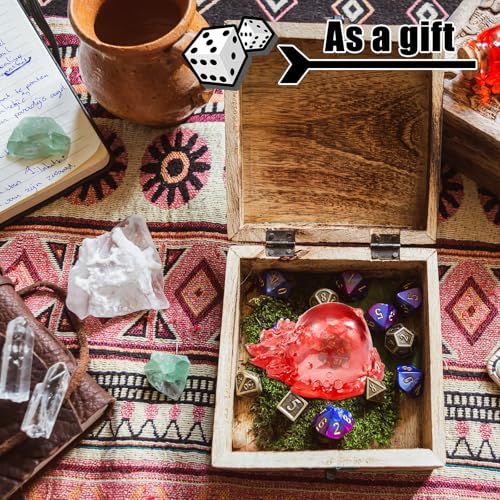 Deekin Translucent Cube Dice Storage with 7 Polyhedral Dice Set, Resin Cube Holder for TTRPG Tabletop Role Playing Game Fantasy Tabletop Gaming(Pink) - color: Pink