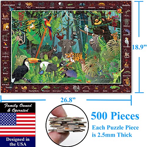 Think2Master Rainforest Jungle Animals 500 Pieces vith Large Pieces Jigsaw Puzzle for Seniors, Adults & Families. Great Gift Size: 26.8” X 18.9” - style: Animals of the Rainforest