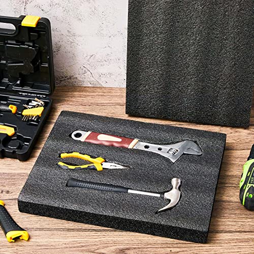 Treela 4 Pcs Customizable Polyethylene Foam Sheets 16x12x2" Black Thick Cuttable Foam Padding Inserts for Cases, Polyethylene Block Sheet for Packing Toolbox Storage and Craft Pad - size: 16x12x2''