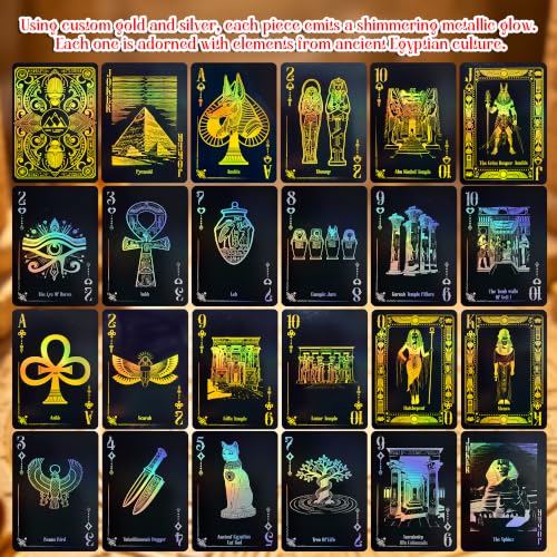 WJPC Black Gold Foil Edge Ancient Egyptian Elements Playing Cards, Poker Cards,Deck of Cards for Game Party Gift (Black Gold) - color: Black Gold