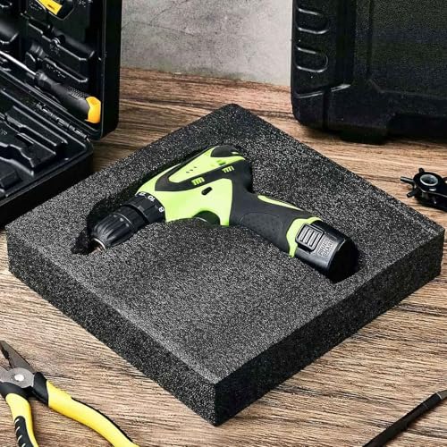 Hoolerry 2 Pcs Customizable Polyethylene Foam Packing Inserts for Cases Thick Polyethylene Cuttable Foam Sheet for Tool Box, Camera, Crafts, Storage and Crafts (12" X 12" X 2",Black) - size: 12" X 12" X 2"