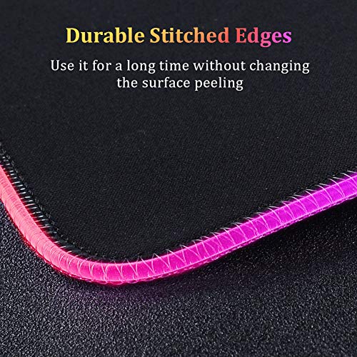 RGB Gaming Mouse Pad Mat - Led Mouse Pad with Durable Stitched Edges and Non-Slip Rubber Base, High-Performance Mouse Pad Optimized for Gamer, Suitable for MacBook, PC, Laptop, Desk (31.5X11.8in)
