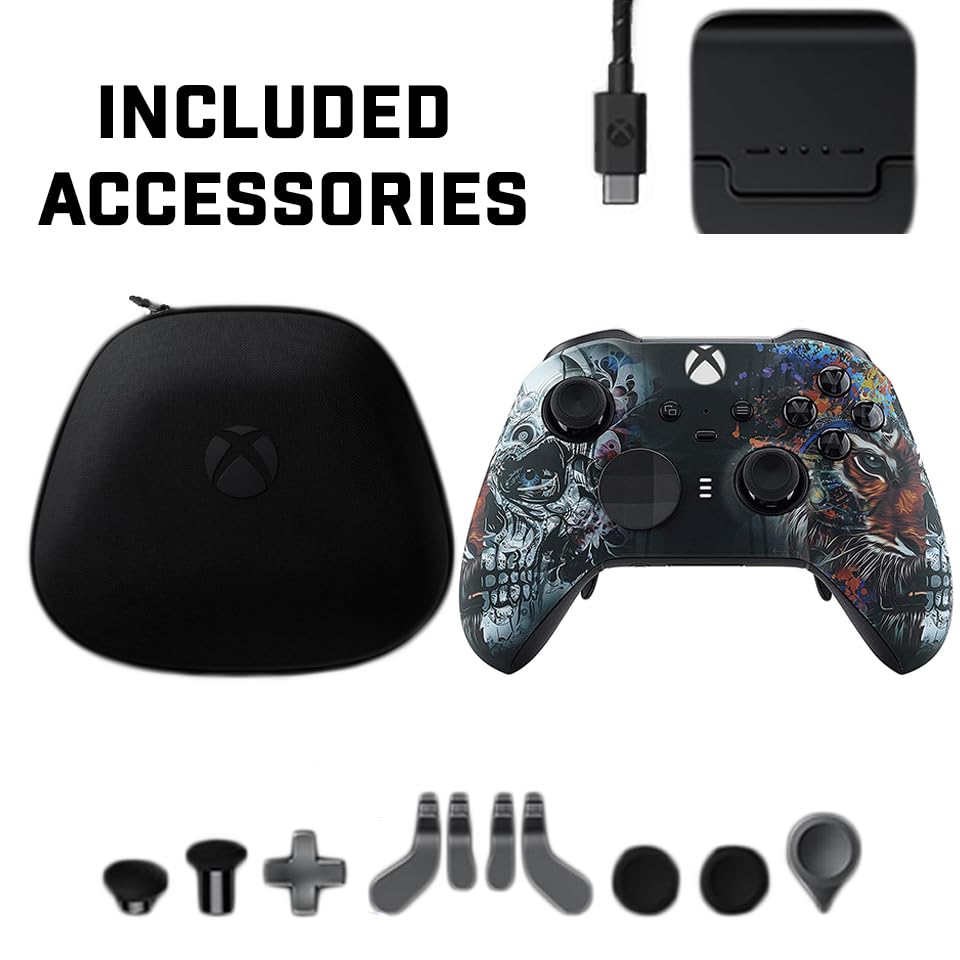 Custom Controllerzz Elite Series 2 Controller Compatible With Xbox One, Xbox Series S and Xbox Series X (Tiger Skull) - color: Tiger Skull
