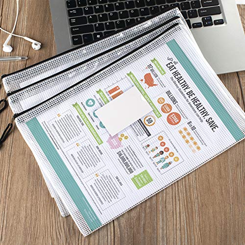 Sooez 20 Pack Mesh Zipper Pouch Bags, A4 Letter Size, Classroom Zipper Bags | Waterproof Bag Organizer with Label Pocket, School Office Teacher Supplies, Storage Pouches Board Game Toy Storage, Black - style: 20 Pack (All Black)