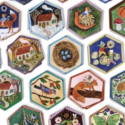 eeBoo: Memory & Matching Game - Cottage Fairies - 20 Hexagon-Shaped Matching Pairs, Nature Themed Concentration Tile Game, Kids Ages 3+, 1-4 Players