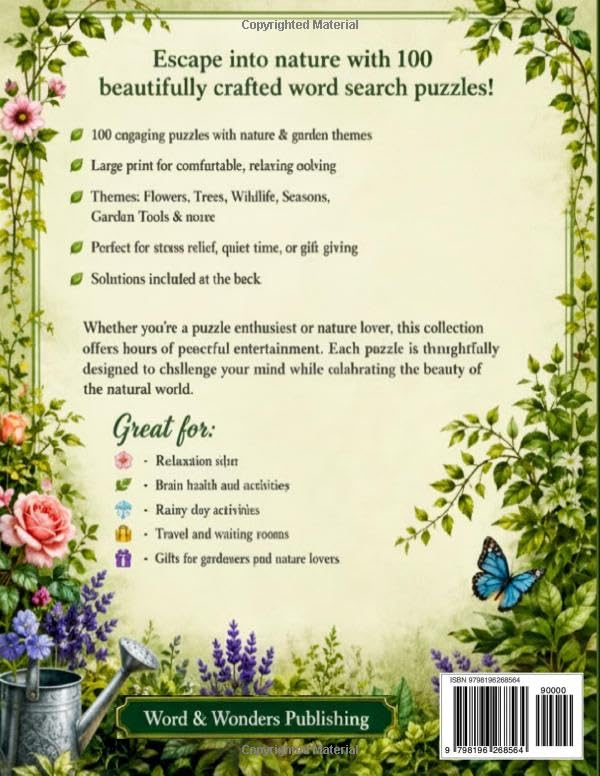 Nature & Garden Word Search: Volume 1 - 100 Relaxing Large Print Puzzles for Adults: Book 1 of The Nature Word Search Collection | Flowers, Trees, ... Themes (Nature & Garden Word Search Series)