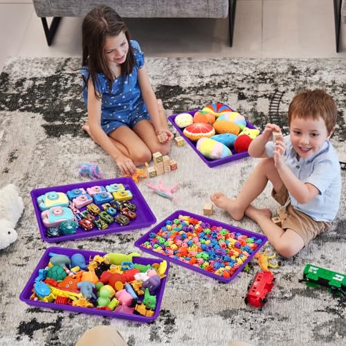Maitys 15 Pack Plastic Art Trays 12 x 16 Inch Activity Crafts Trays Sensory Tray DIY Projects, Painting, Beads, Jewelry Office Home Organizer Arts and Crafts Supplies(Purple) - color: Purple