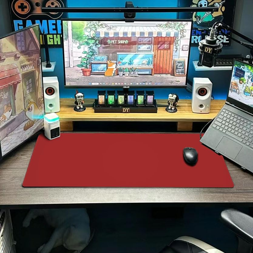 Red Mouse Pad Extended Large Gaming Mousepad XL Big Long Oversized Desk Mat Stitched Edges 31.5 X 11.8 Inch for Home Office - color: Black10