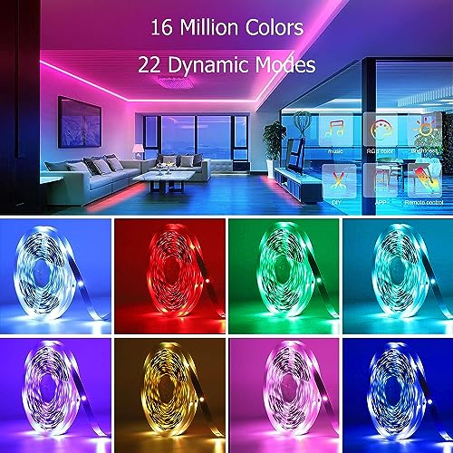MIHEAL SMD5050 RGB LED Strip 32.8Ft 300LEDs IP65 Cuttable White PCB Kit | White PCB 5050 LED strip for bedroom desk tv background home indoor decoration - size: 32.8FT