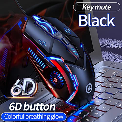 Gaming Mouse Wired, USB Optical Computer Mice with RGB Backlit, 4 Adjustable DPI,Silent Click, Ergonomic Gamer Laptop PC MacBook Mouse, 6 Programmable Buttons for Windows 7/8/10/XP Vista Linux MacOS