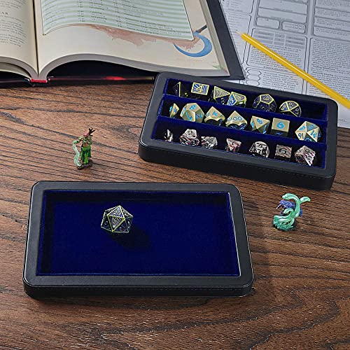Forged Dice Co. Premium 3-Row Dice Case - Combination Dice Box and Dice Tray - Protects Polyhedral Dice Sets - Felt-Lined Storage Rows - Magnetic Lid Closure - Perfect Metal Dice Storage Box - Blue - color: Blue