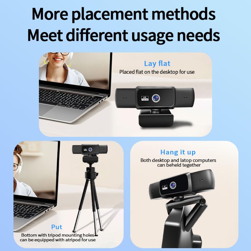 Hprosper 1080P Webcam with mic, Noise Cancellation, Wide-Angle Lens, Auto Light Correction, Plug & Play USB Webcam for Laptop, Desktop, PC, Mac, Zoom, Skype, Streaming