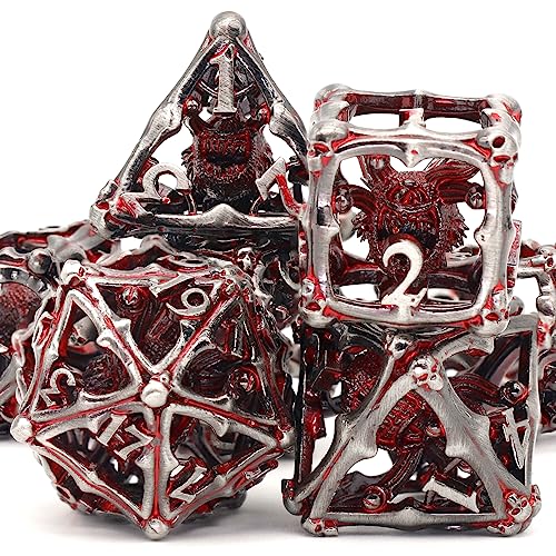 Beholder Dice Set DND, Dragon Eye Dice, ZHOORQI 7PC/Set Polyhedral Dices for Dungeons and Dragons, RPG, Eye Monster DND Gifts(Eye-Blood Red) - color: Eye- Blood Red