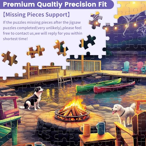 500 Pieces Dog Puzzles for Adults, Evening Bonfire Puzzle for Adults Seniors, Retro Style Puzzle 500 Pieces, Gift for Birthday, Home Decor, Fun for Family Entertainment(20.5 * 15 in) - style: Evening Bonfire