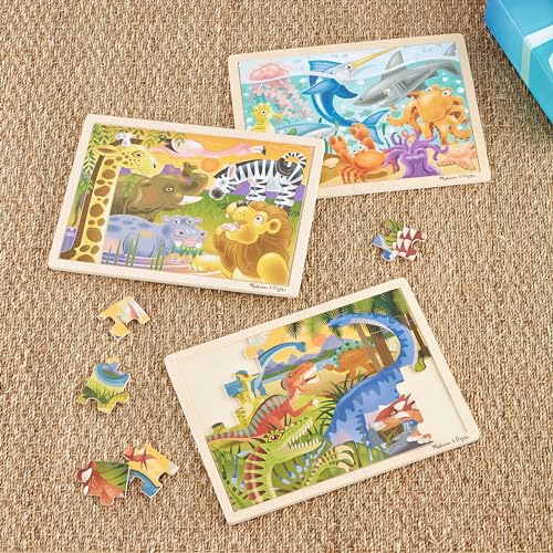 Melissa & Doug Jigsaw Puzzle Bundle (Dinosaur,Safari and Ocean) - style: Bundle: Dinosaurs, Safari, Under the Sea