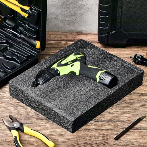 Hoolerry 2 Pcs Customizable Polyethylene Foam Packing Inserts for Cases Thick Polyethylene Cuttable Foam Sheet for Tool Box, Camera, Crafts, Storage and Crafts (12" X 6" X 2",Black) - size: 12" X 6" X 2"