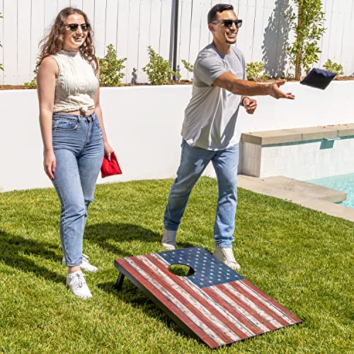 GoSports Portable Cornhole Sets, 8 Styles – Choose 4 x 2 ft or 3 x 2 ft - Boards Include 8 Bean Bags, Travel Case, and Game Rules - style: 3 x 2 ft American Flag