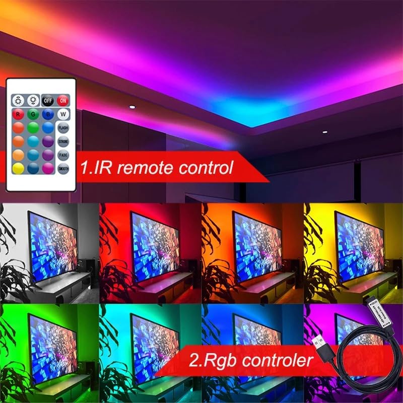 DC 5V 24 Key IR Remote Controller with 1m USB Inline IR Controller for 5050 2835 RGB LED Light Strip