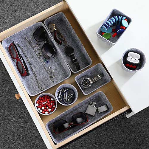 Welaxy 8-piece desk drawer organizer trays felt shallow bin Gray Minimalist - color: Gray
