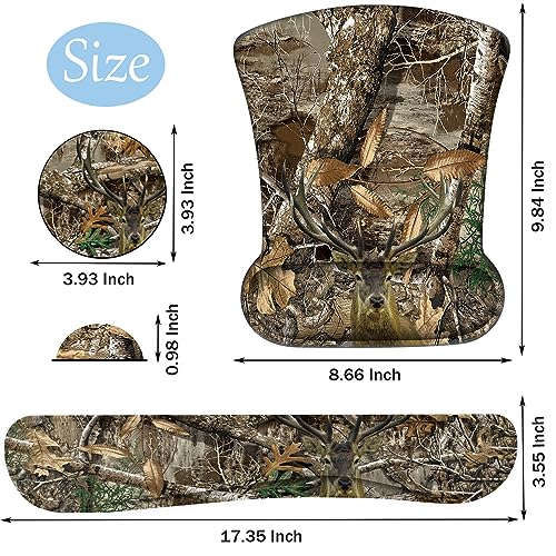 Keyboard Wrist Support + Wrist Mousepad + Coaster Combination, Non-Slip PU Base, with Gel Memory Mousepad, Suitable for Gaming, Office Pain Relief Mousepad Set - Camouflage Giraffe - color: Camouflage Giraffe
