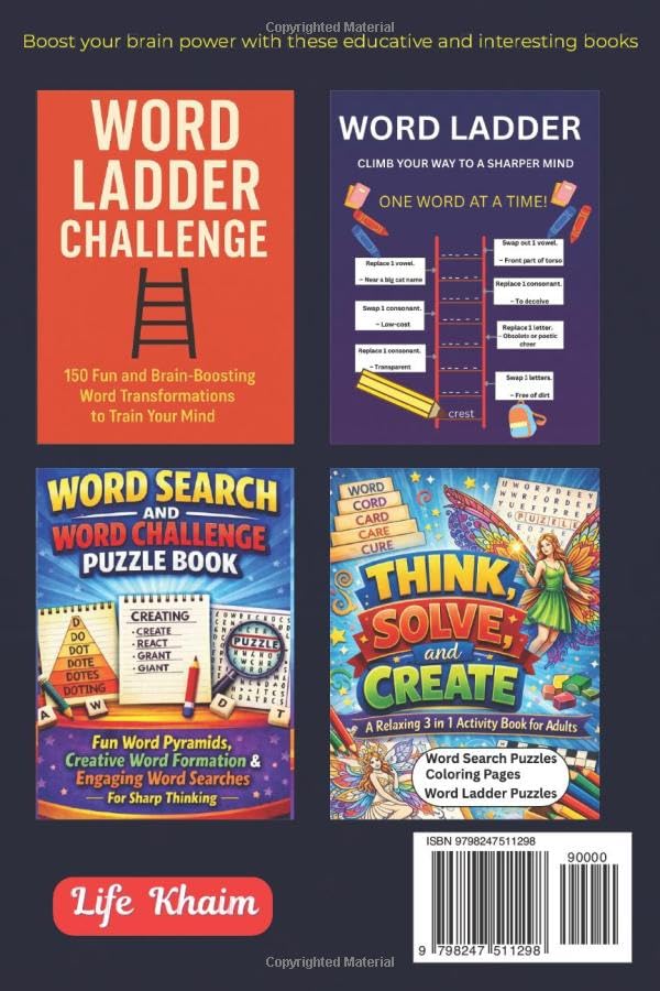 WORD LADDER FOR SMART TEENS AND ADULTS: A Brain-Training Puzzle Book for Vocabulary and Logical Thinking
