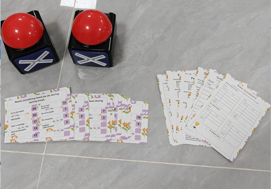 Spring Friendly Feud Game with 2 Answer Buzzers, Fun Family Spring Party Games for Adults Teens Feud Card Trivia Quiz Activities for Holiday Party Family Office Group Team Building - style: Spring