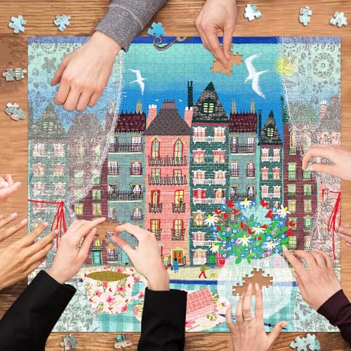 Puzzles for Adults 1024 Pieces, Street Scene by the Window Jigsaw Puzzle with 1:1 HD Poster, Perfect Interlocking No Dust, Stress Relief Ideal Gift for Family Games - color: Street Scene By the Window