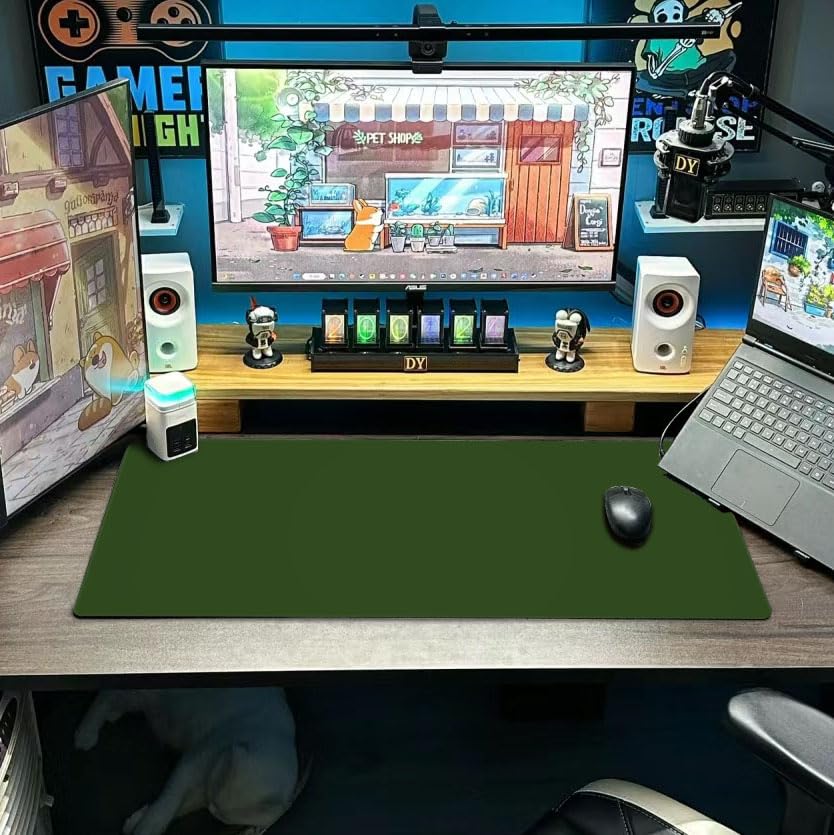Olive Green Mouse Pad Extended Large Gaming Mousepad XL Big Long Oversized Desk Mat Stitched Edges 31.5 X 11.8 Inch for Home Office - color: Olive Green